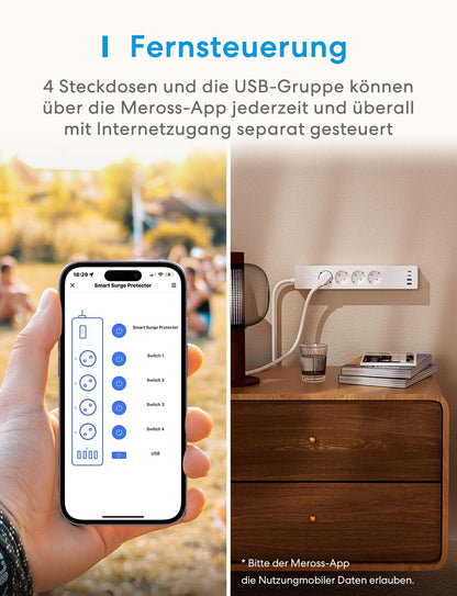 Meross Matter Smart Mehrfachsteckdose GaN USB C 30W WLAN
