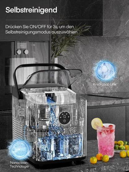 FOHERE Eiswürfelmaschine 14kg – Bullet Ice, Selbstreinigend