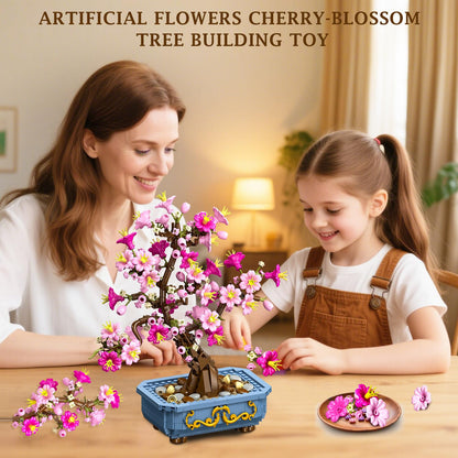 HOGOKIDS Kirschblüten-Bonsai Bauset, 2-in-1 Bausteine, 775 Teile