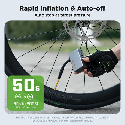 AIRBANK Pocket 2 PRO elektrische Mini-Fahrradpumpe mit Manometer