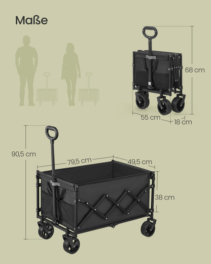 SONGMICS Gartenwagen faltbar, Handwagen 150 L, bis 120 kg, schwarz