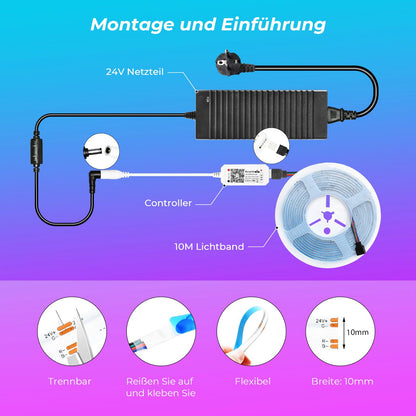 WIFI COB RGB LED Streifen 10M – Dimmbar, Smart Home Kompatibel