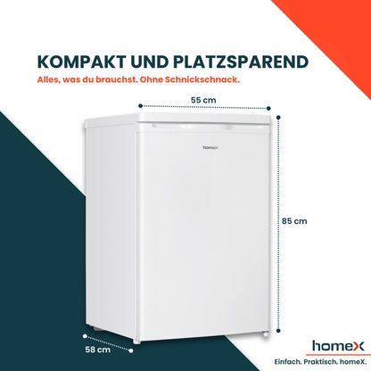 homeX Mini Kühl-Gefrierkombination 109L Weiss - 85cm Hoch