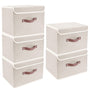 TYEERS Aufbewahrungsbox mit Deckel, faltbar, Stoff, 5 Stück, beige, mit Griff
