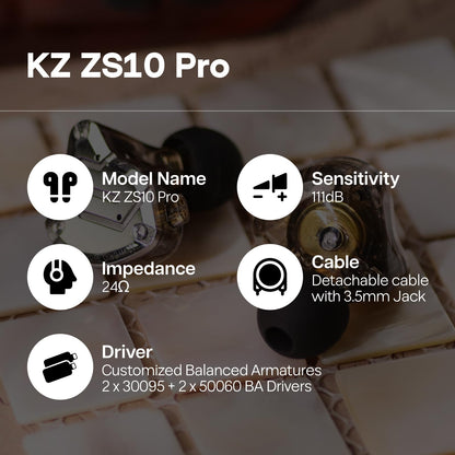 LINSOUL KZ ZS10 Pro In-Ear Monitor - Schwarz (Ohne Mic)