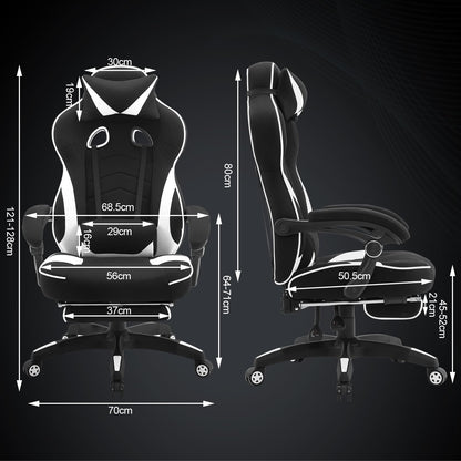 WOLTU Gaming Stuhl Stoff Kühl für grosse – Schwarz+Weiss