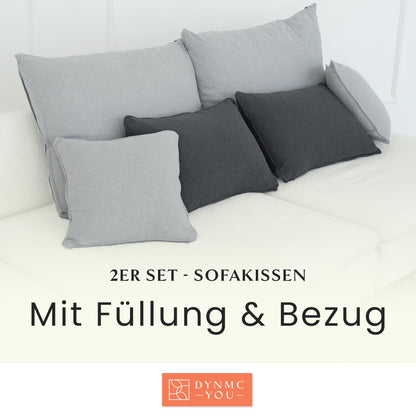 DYNMC you Sofakissen 40x70 cm Schwarz 2er Set mit Füllung und Bezug