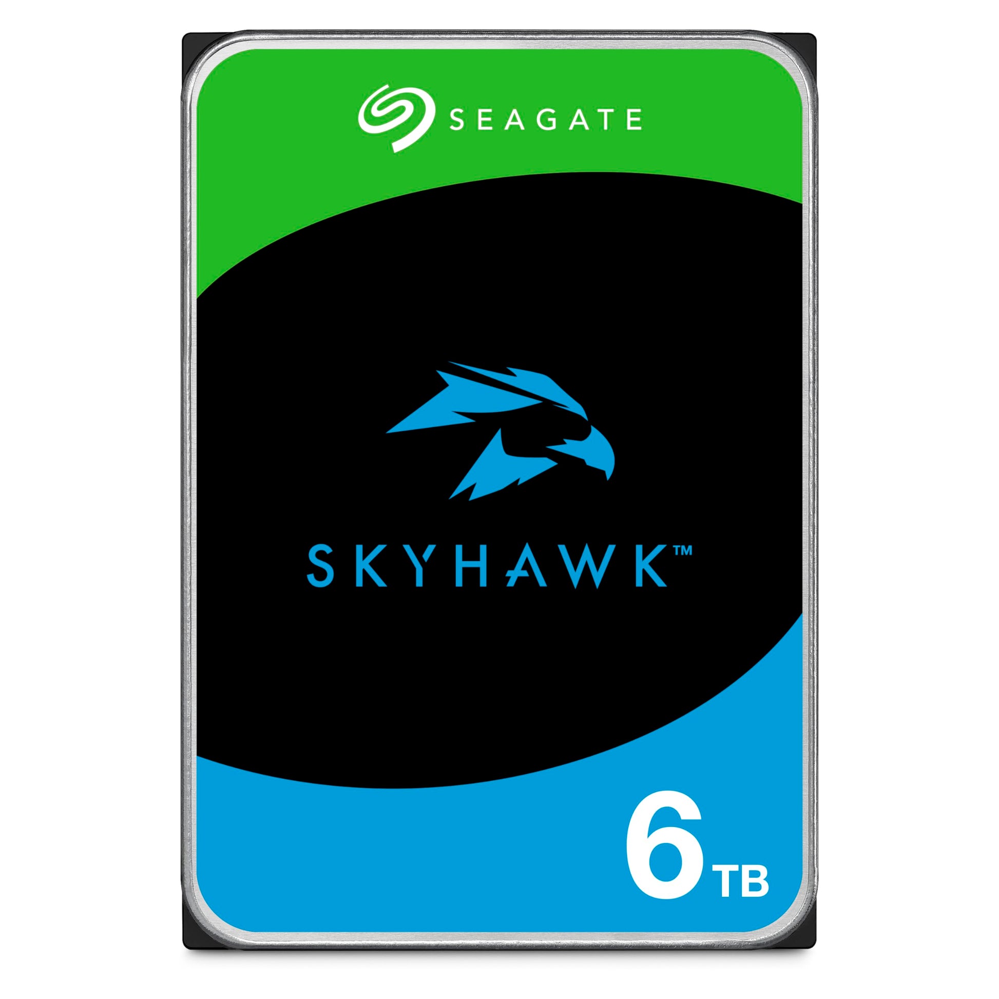 Seagate SkyHawk 6TB Interne Festplatte HDD - ST6000VXZ09. Rechteckig, silbergrau. Datenspeicher für Überwachungssysteme.
