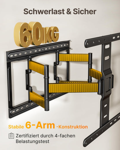 monTEK Ultra Slim TV Wandhalterung 37-75 Zoll, Vollbeweglich