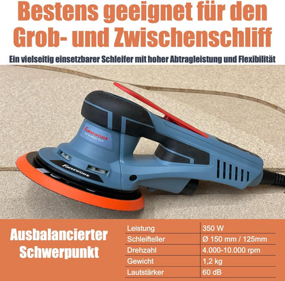 FANZWORK EZ150A Bürstenloser Exzenterschleifer 150mm mit Koffer