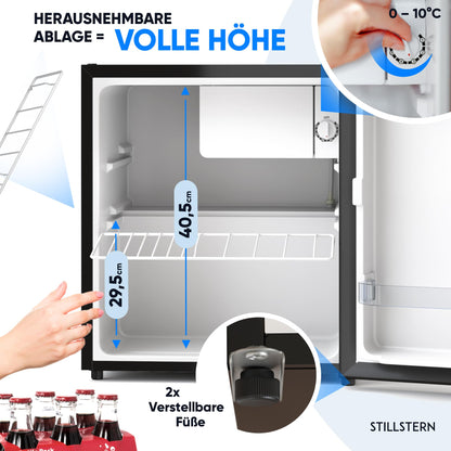 Stillstern Mini Kühlschrank E 45L – Abtauautomatik, Frostfach