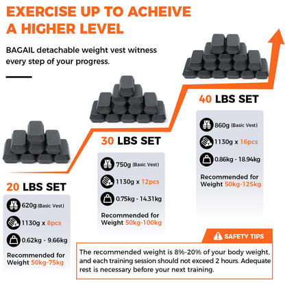 BAGAIL Gewichtsweste – Verstellbare Fitness-Weste für Krafttraining