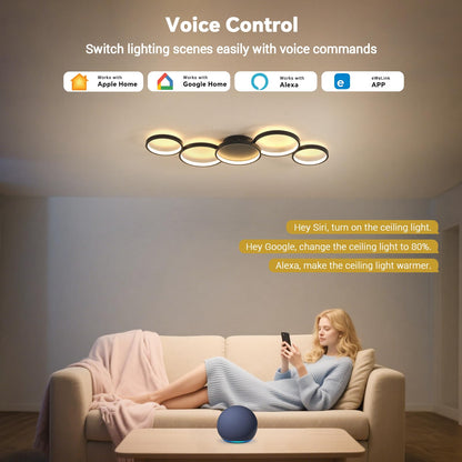 BAYHT Deckenleuchte Matter LED 100cm Schwarz mit Fernbedienung