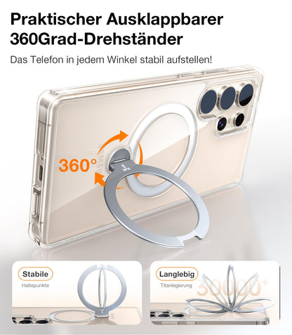 TORRAS Ostand Q3 Spin transparente Hülle für Samsung Galaxy S25 Ultra