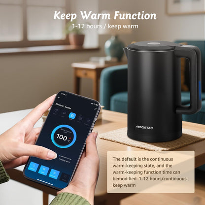 Aigostar Smart Wasserkocher mit Temperatureinstellung, 1,7 L, schwarz