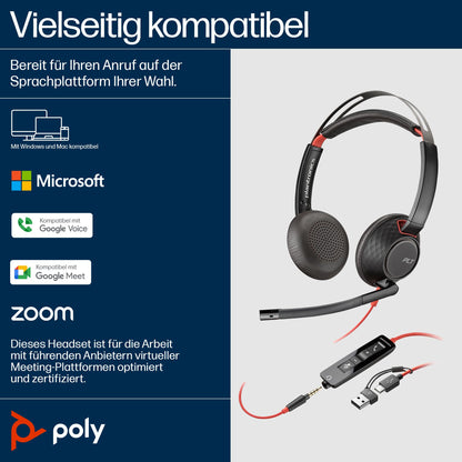 Poly Blackwire 5220 schnurgebundenes Headset USB-A/USB-C/3,5 mm