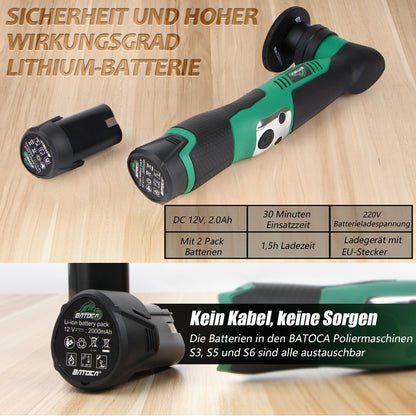 BATOCA S5 Mini Akku Poliermaschine Set - Rotations & Exzenter