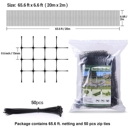 Ohuhu Vogelschutznetz 2 x 20 m, reissfestes Gartennetz, Masche 15 mm