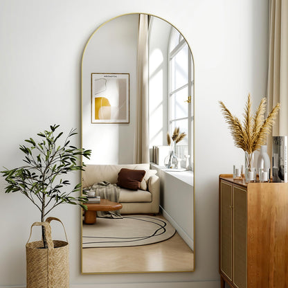 BEAUTYPEAK Großer Bogen Ganzkörperspiegel 181x63 cm Gold