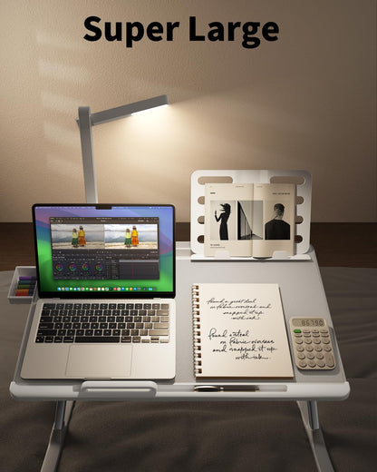 SAIJI Laptoptisch Betttisch mit LED Lampe – Verstellbar