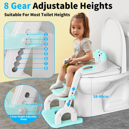 KYYOKE Toilettentrainer mit Treppe, 2-in-1 Kindertoilettensitz, blau