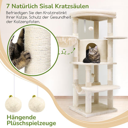 Globlazer Kratzbaum C51 Beige – 130 cm für grosse Katzen