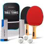 PRO-SPIN Tischtennisschläger Set mit Netz für 2 Spieler, Rot – ausziehbares Netz, Tasche und 3-Sterne-Bälle