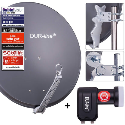 DUR-line Select Satelliten-Komplettanlage 75/80cm Anthrazit Twin