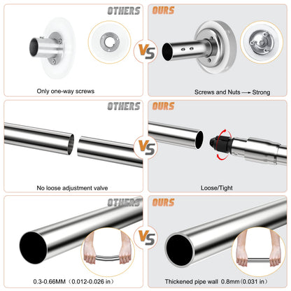 Premium L-Form Duschstange Edelstahl - 70-100x70-100cm Silber