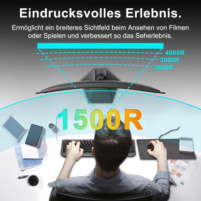 Minifire Curved Monitor 27 Zoll 100Hz PC Bildschirm - Schwarz