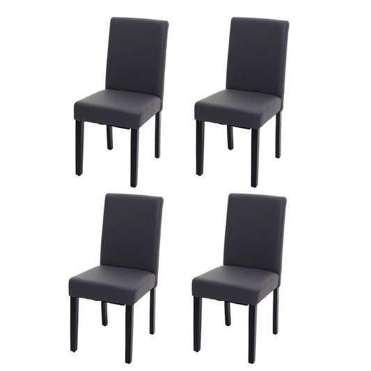 Mendler Littau Esszimmerstuhl – 4er-Set, Grau Kunstleder. Set zur Bestuhlung von Esstischen.