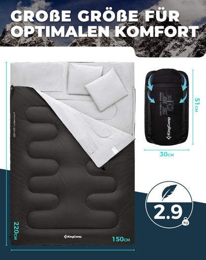 KingCamp Doppelschlafsack Deckenschlafsack Winter - Schwarz