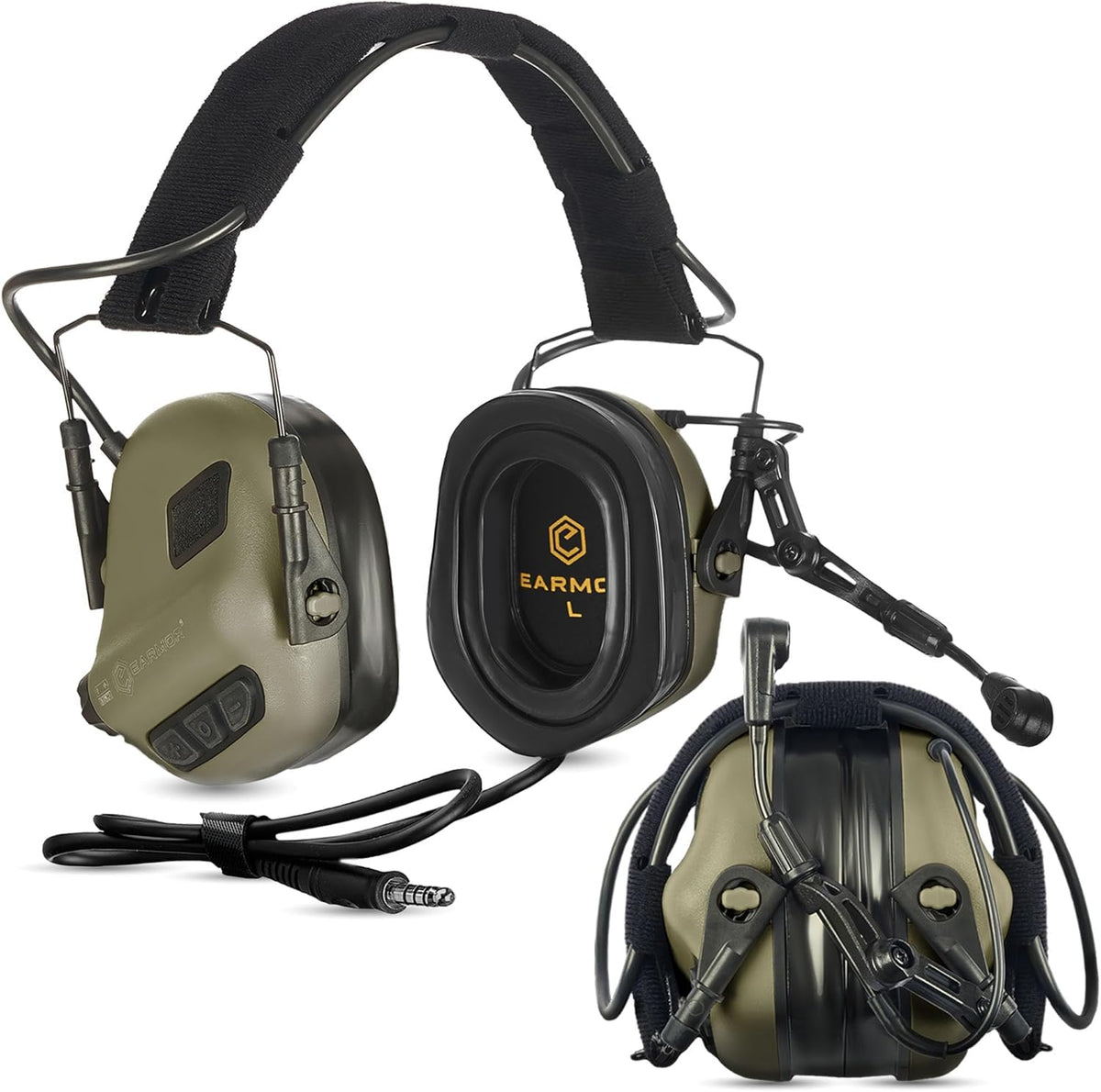 Earmor M32 Plus Elektronischer Gehörschutz mit Mikrofon, Grün – helmkompatibles Headset