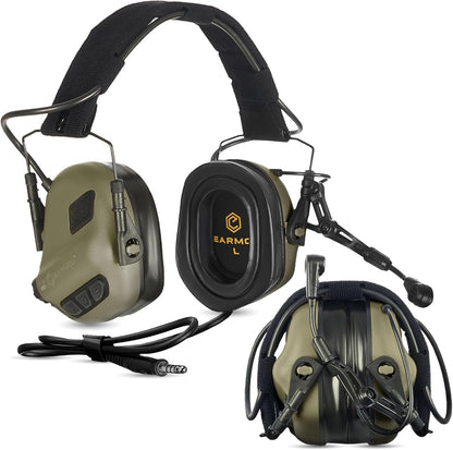 Earmor M32 Plus Elektronischer Gehörschutz mit Mikrofon, Grün – helmkompatibles Headset