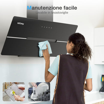 IsEasy Kopffrei-Dunstabzugshaube 90cm 524m³/h – Schwarz