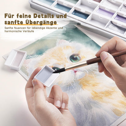 Fuumuui Aquarellfarben Set, 24 deckende Farben mit Mischpalette
