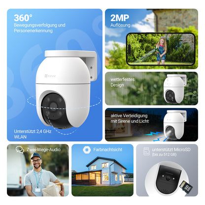 EZVIZ C8c 2MP WLAN Überwachungskamera Aussen 2er Pack