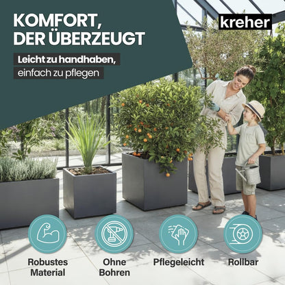 Kreher Millennium Pflanzkasten XL 100 Liter, rollbar, Anthrazit