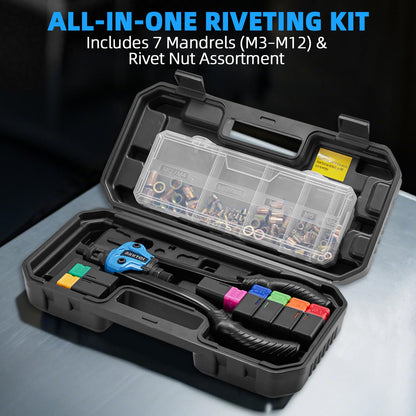 AKKTOL Nietmutternzange Set mit 80 Nietmuttern M3-M12 und Koffer