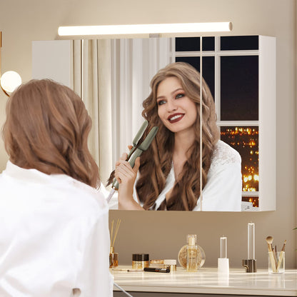 DICTAC Spiegelschrank Bad Beleuchtung Steckdose 90x60cm Weiss