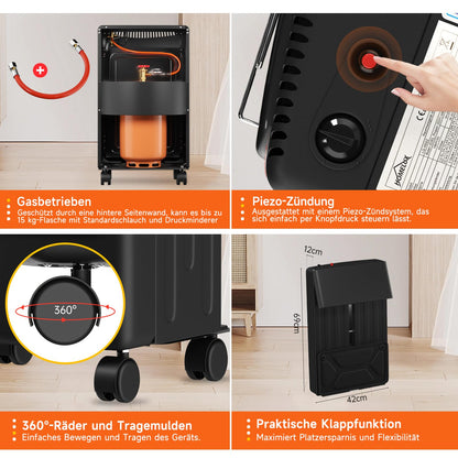 HOMELUX Gasheizung Infrarot 4200 W - Innenraum inkl. Schlauchset