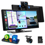 LAMTTO CarPlay Android Auto Display 10.25 Zoll + 2.5K Dashcam. Schwarzes 10.25-Zoll Display für Navigation/Medien und 2.5K Fahrtenaufzeichnung.