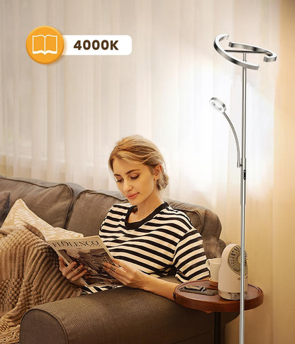 ANTENLICHT KAKA- LED Stehlampe dimmbar - Silber mit Leselampe