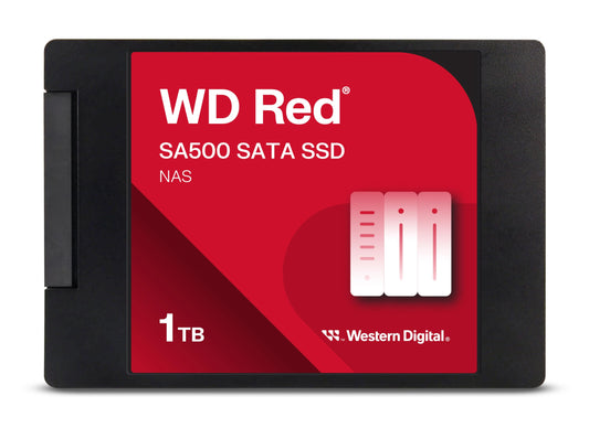 WD Red NAS SSD 1 TB - 2.5 Zoll SATA Solid-State-Laufwerk. Eine kompakte, schwarze SSD zum Speichern von Daten in NAS-Systemen.