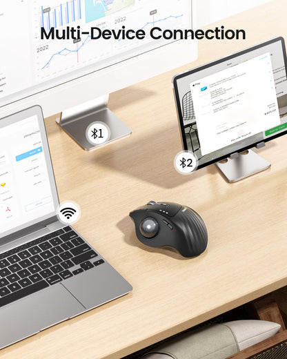 ProtoArc EM01 NL Trackball-Maus, kabellos, Bluetooth, 5 DPI, schwarz