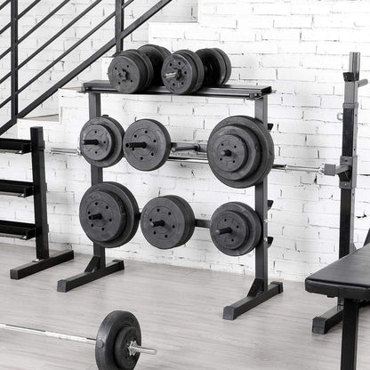 Yaheetech Hantelständer 3 Ebenen, Stahl, bis 300 kg belastbar