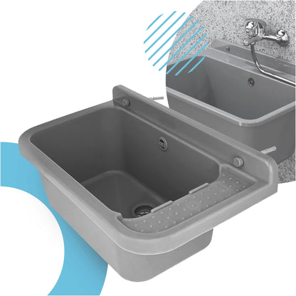 Instalguru Waschbecken mit Regal, Ausgussbecken 60 x 34 x 21 cm grau