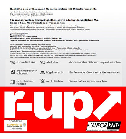 r-up Beste Spannbettlaken 180x200-200x220 cm Jersey weiss
