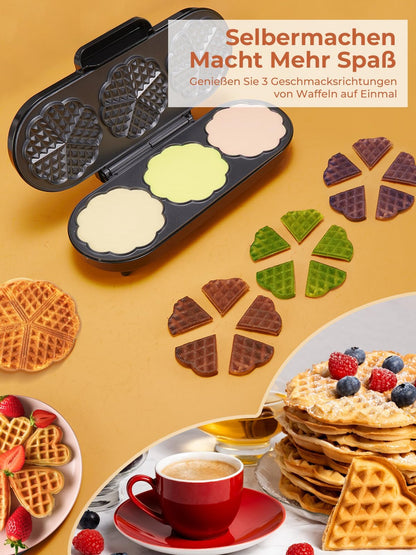 FOHERE Herzwaffeleisen King Size für 15 Herzwaffeln, Edelstahl
