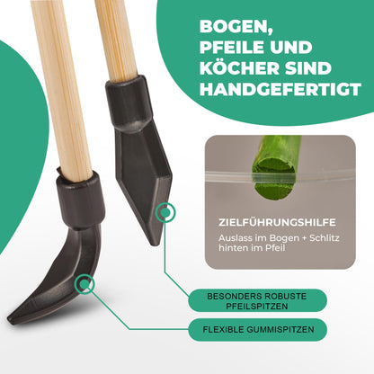 Abowllon Pfeil und Bogen Set Kinder | 15 Pfeile, Köcher & Zielscheiben